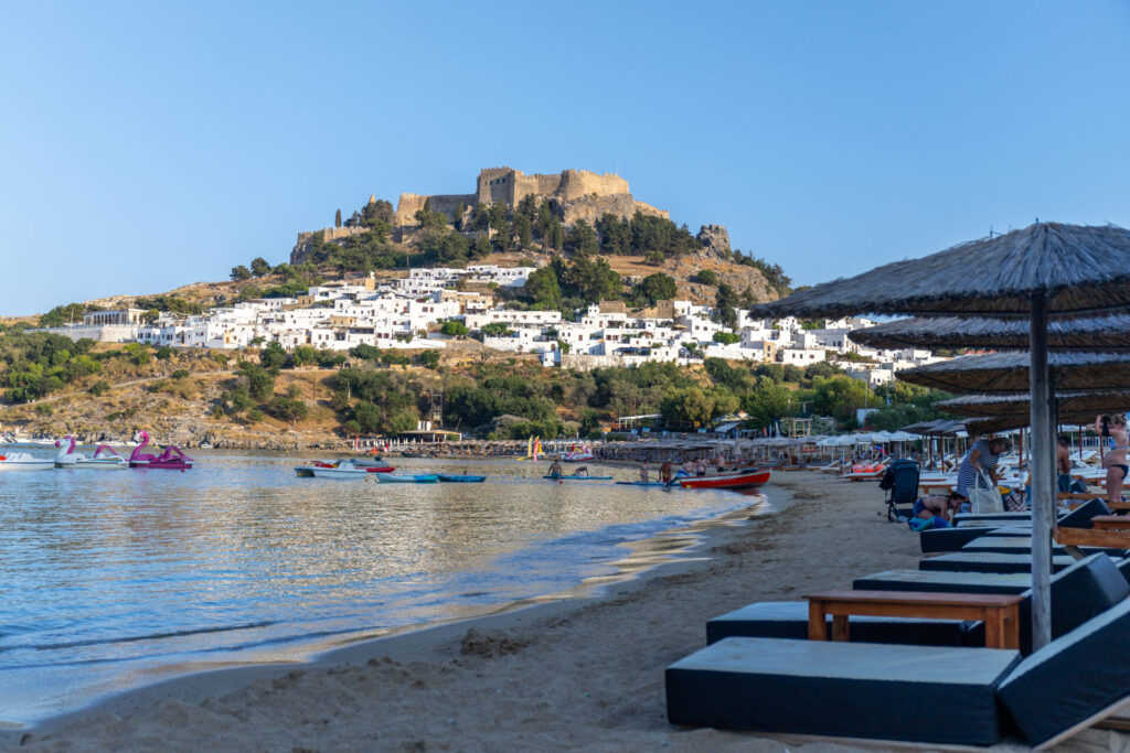 Lindos village evening beach